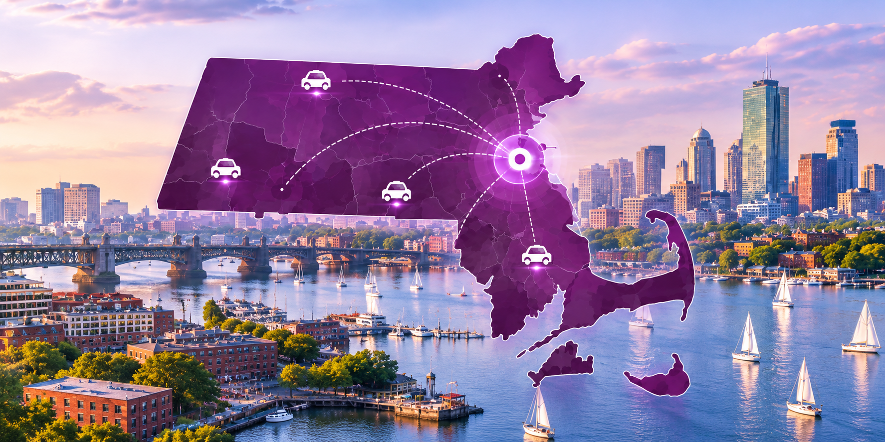 Massachusetts transportation market with Boston highlighted