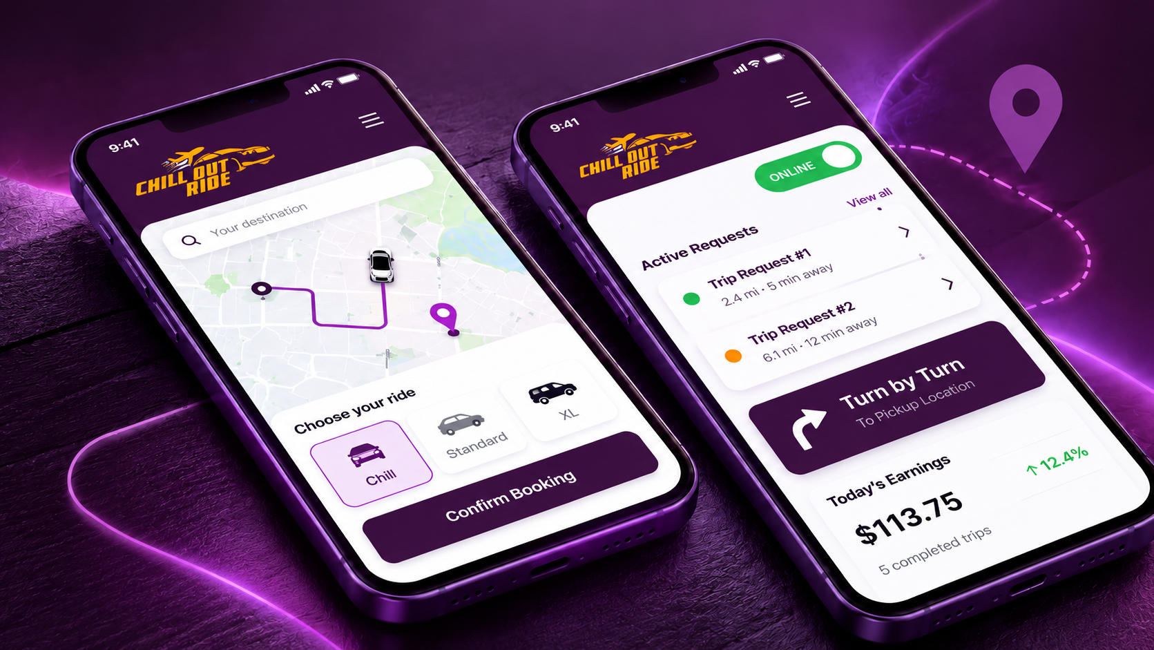 Chill Out Ride rider and driver applications